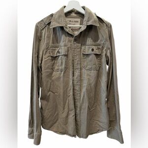 ALL-SON Utility Button-Down Shirt | Khaki Long Sleeve Casual Workwear Size M